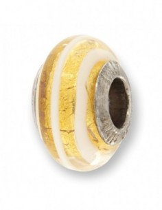 Charms Infilabile Sfera Murano Spiralina Oro E Bia [f581089a]
