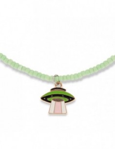 Collana Argento Perline Verdi Astronave Aliena [243d3d04]