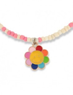 Collana Argento Perline Rosa Bianche Fiore [2e2aaef9]