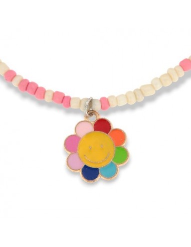 Collana Argento Perline Rosa Bianche Fiore [2e2aaef9]