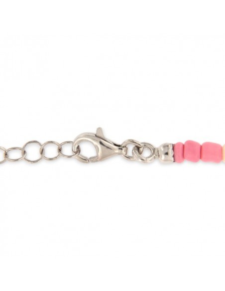 Collana Argento Perline Rosa Bianche Fiore [d2270898]