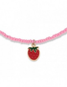 Collana Argento Perline Rosa Fragola Rossa [99376ffd]