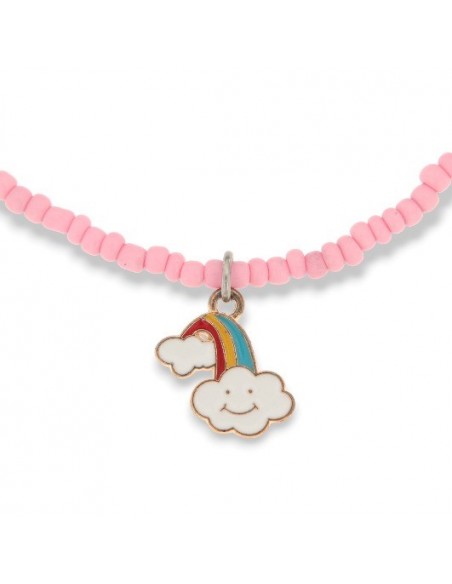 Collana Argento Perline Rosa Carne Arcobaleno [9c6728e3]