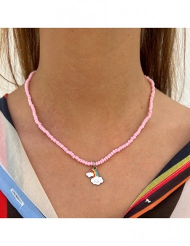 Collana Argento Perline Rosa Carne Arcobaleno [72815d86]