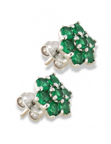 Orecchini Argento Rodiato Fiore Zirconi Verdi [2b29c4b3]