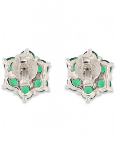 Orecchini A Fiore In Argento 925 Con Cristallo Verde - Mini Borchie Da 6 Mm - Katy Craig