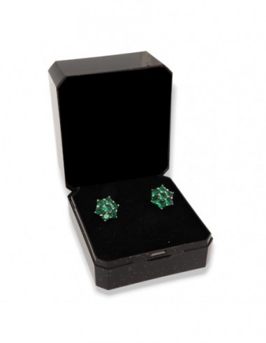 Orecchini Argento Rodiato Fiore Zirconi Verdi [996442a9]