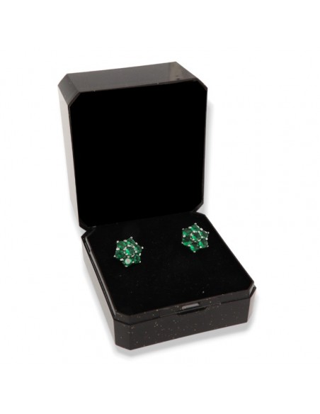 Orecchini Argento Rodiato Fiore Zirconi Verdi [996442a9]