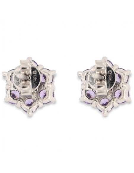 Orecchini Argento Rodiato Fiore Zirconi Lilla [a9d55bac]