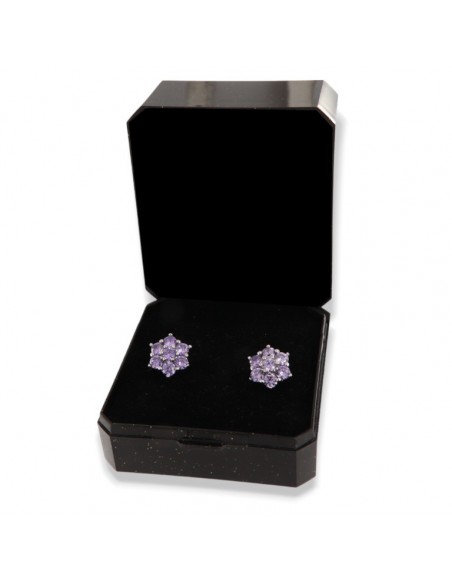 Orecchini Argento Rodiato Fiore Zirconi Lilla [1ec89aa8]