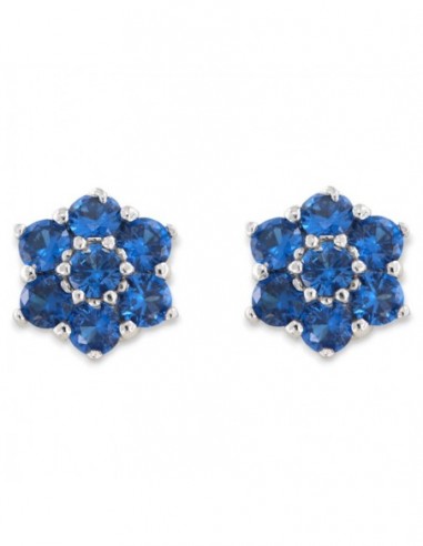 Orecchini Argento Rodiato Fiore Zirconi Blu [f3bfb1c1]