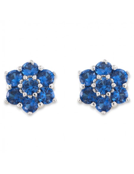 Orecchini Argento Rodiato Fiore Zirconi Blu [f3bfb1c1]
