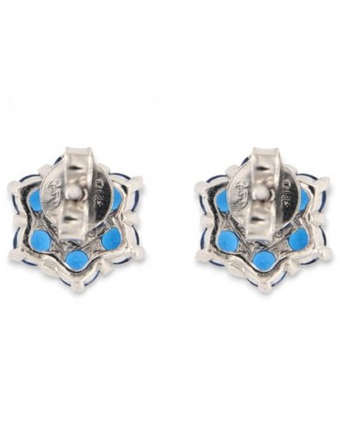 Orecchini Argento Rodiato Fiore Zirconi Blu [78af31c3]