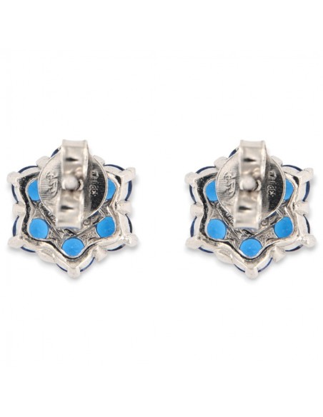 Orecchini Argento Rodiato Fiore Zirconi Blu [78af31c3]