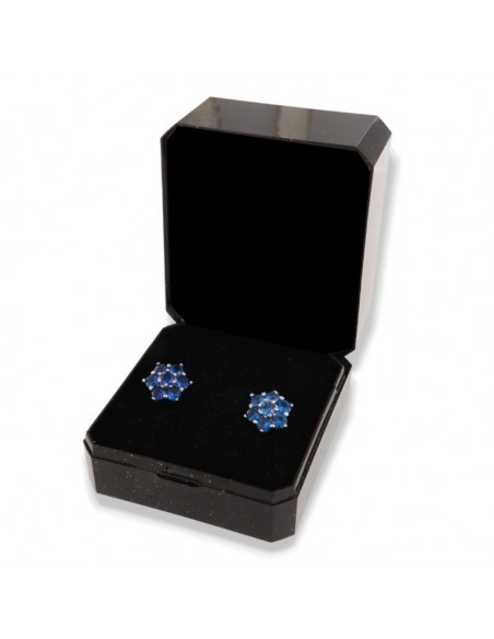 Orecchini Argento Rodiato Fiore Zirconi Blu [cfb2f0c7]