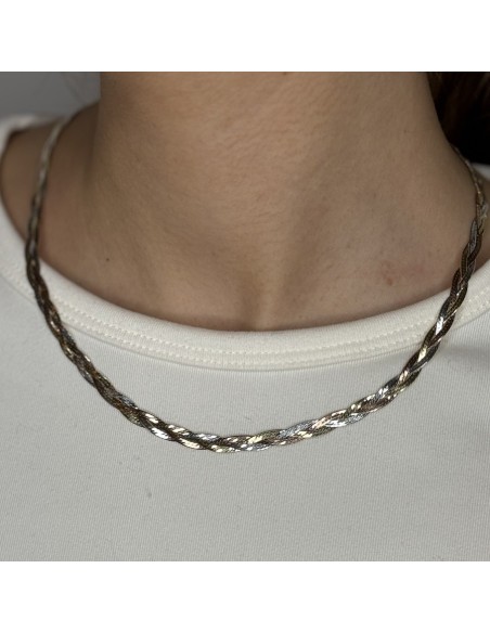 Collana Argento Rodiato 3 Colori Coda Di Topo [257bd40b]