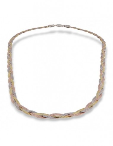 Collana Argento Rodiato 3 Colori Coda Di Topo [97365211]