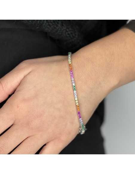 Bracciale Argento Tennis Zirconi Rainbow 2MM 21CM [b8e33be1]