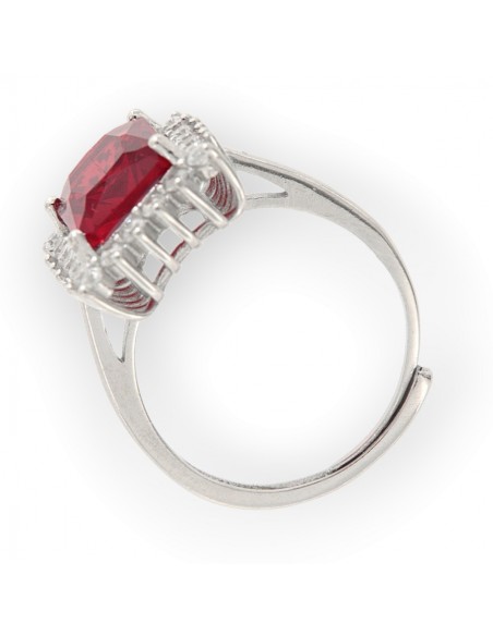 Anello Argento Rodiato Principessa Rett. Rossa [f5db66f8]