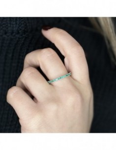 Anello Argento Rodiato Eternity Zirconi Verdi 1,5MM [01205b0a] 2