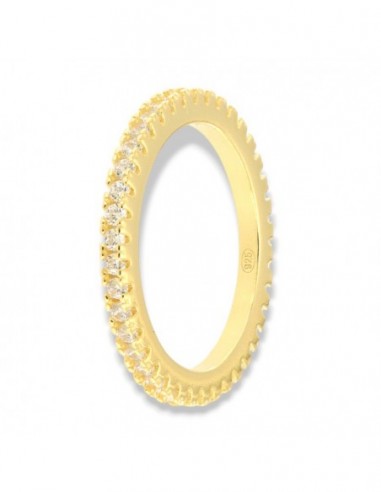 Anello Argento Dorato Eternity Zirconi Bianchi 1,5MM [9af938b2]