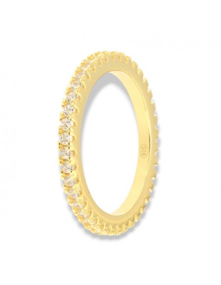 Anello Argento Dorato Eternity Zirconi Bianchi 1,5MM [9af938b2]