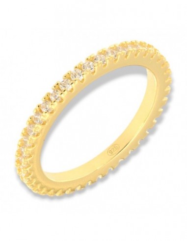 Anello Argento Dorato Eternity Zirconi Bianchi 1,5MM [f4c2babb]
