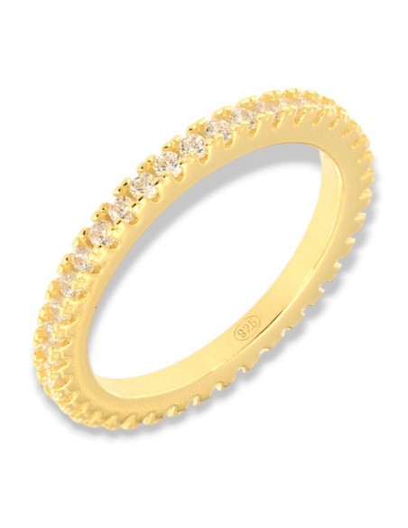 Anello Argento Dorato Eternity Zirconi Bianchi 1,5MM [f4c2babb]