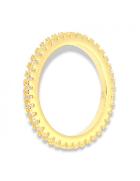 Anello Argento Dorato Eternity Zirconi Bianchi 1,5MM [f192fda5]