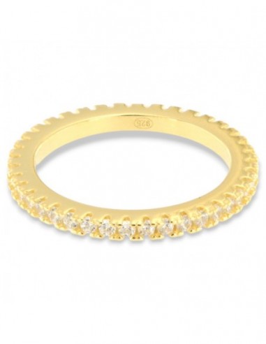 Anello Argento Dorato Eternity Zirconi Bianchi 1,5MM [9fa97fac]