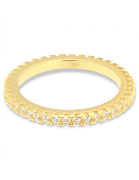 Anello Argento Dorato Eternity Zirconi Bianchi 1,5MM [9fa97fac]