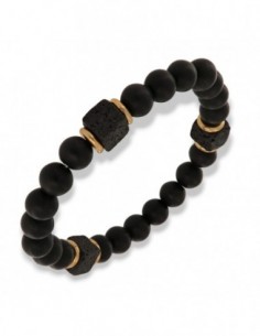 Bracciale Acciaio Sfere Nere 8MM [864fc0ba]
