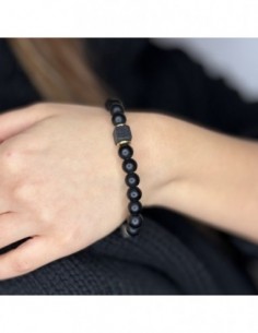 Bracciale Acciaio Sfere Nere 8MM [864fc0ba] 2
