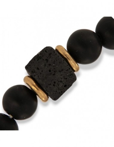 Bracciale Acciaio Sfere Nere 8MM [d5226140]