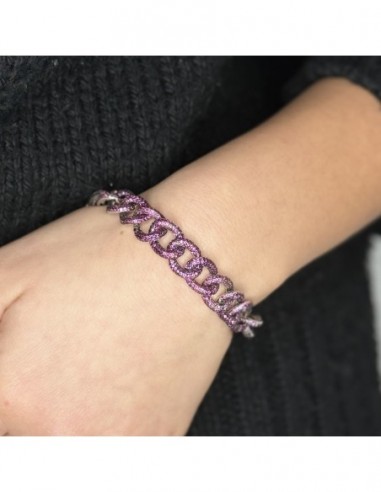 BRACCIALE ARGENTO RODIATO GRUMETTA ZIRCONI ROSSI [5364311b]