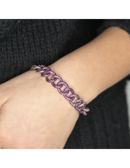 BRACCIALE ARGENTO RODIATO GRUMETTA ZIRCONI ROSSI [5364311b]