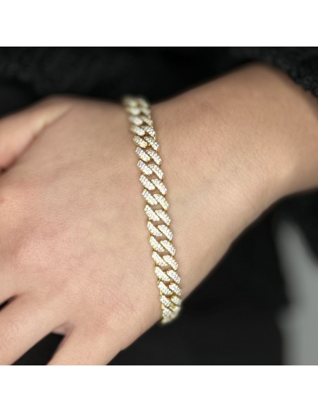 Bracciale Argento Dorato Grumetta Zirconi Bianchi A Pavè [b6ba8ae2]