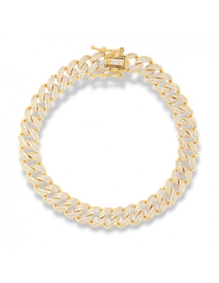 Bracciale Argento Dorato Grumetta Zirconi Bianchi A Pavè [04f70cf8]