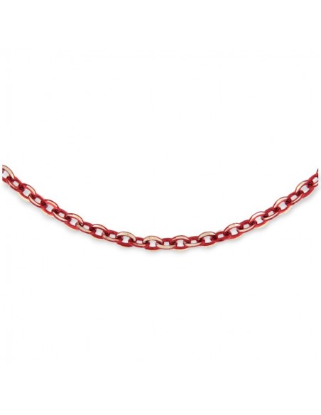 CATENA ARGENTO RODIATO 45 CM OVALINA SFACCETTATA CATAFORESI VERDE ROSSO [37643fe0]