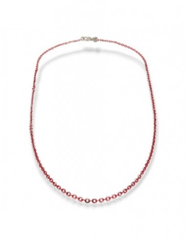 CATENA ARGENTO RODIATO 45 CM OVALINA SFACCETTATA CATAFORESI VERDE ROSSO [323478fe]