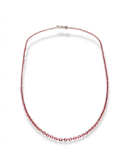 CATENA ARGENTO RODIATO 45 CM OVALINA SFACCETTATA CATAFORESI VERDE ROSSO [323478fe]