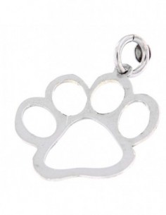 Ciondolo Argento Rodiato Orma Zampa Cane Forata [b8807df0]
