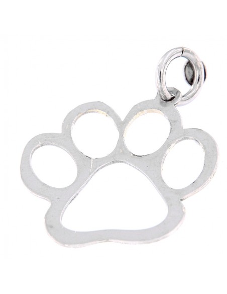 Ciondolo Argento Rodiato Orma Zampa Cane Forata [b8807df0]