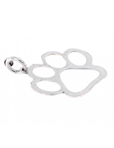 Ciondolo Argento Rodiato Orma Zampa Cane Forata [de85916c]