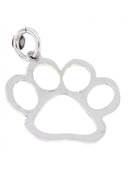Ciondolo Argento Rodiato Orma Zampa Cane Forata [69985068]