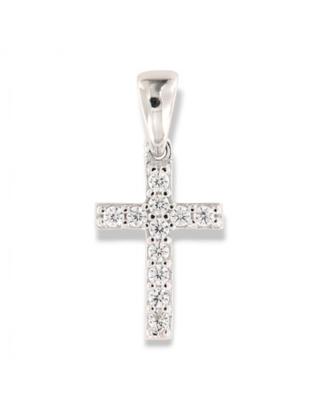 Ciondolo Argento Rodiato Croce Zirconi Bianchi [d268fd91]