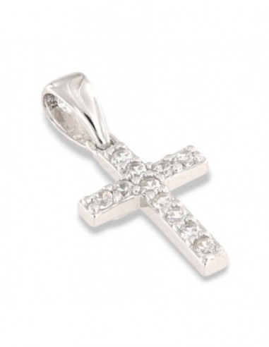 Ciondolo Argento Rodiato Croce Zirconi Bianchi [31e3ca5a]