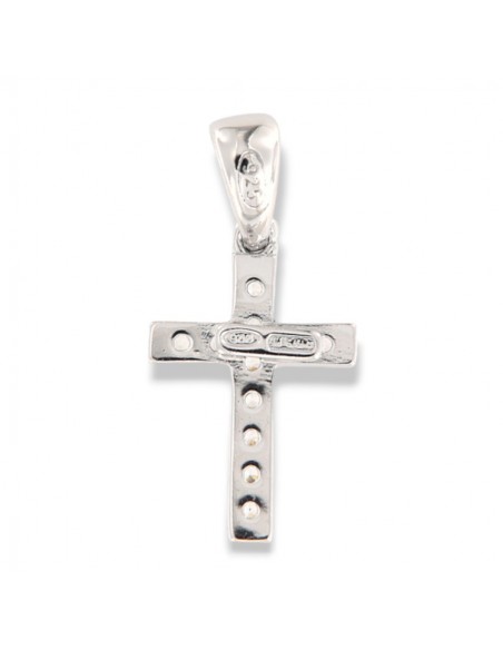 Ciondolo Argento Rodiato Croce Zirconi Bianchi [34b38d44]