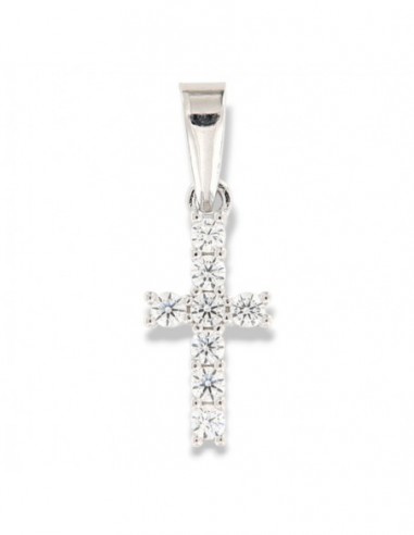 Ciondolo Argento Rodiato Croce Zirconi Bianchi [65753c95]