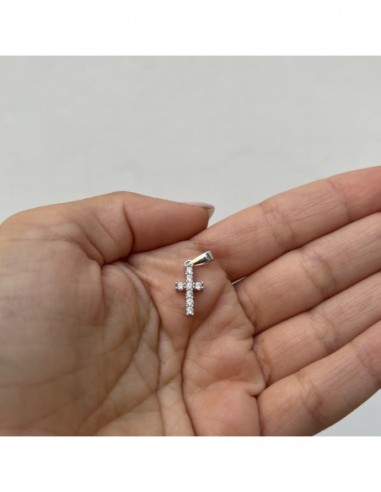 Ciondolo Argento Rodiato Croce Zirconi Bianchi [0152d35f]